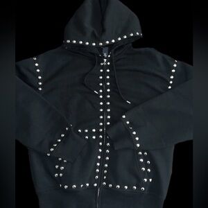 Custom Studded Unisex Hoodie - Black